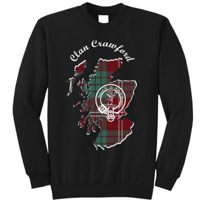 Clan Crawford Surname Last Name Scottish Tartan Crest Map Sweatshirt
