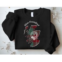 Clan Crawford Surname Last Name Scottish Tartan Crest Map Sweatshirt