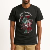 Clan Crawford Surname Last Name Scottish Tartan Crest Map Tall T-Shirt