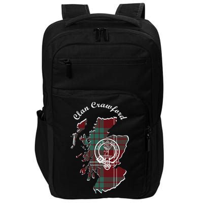 Clan Crawford Surname Last Name Scottish Tartan Crest Map Impact Tech Backpack