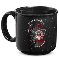 Clan Crawford Surname Last Name Scottish Tartan Crest Map 15oz Campfire Ceramic Mug