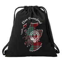 Clan Crawford Surname Last Name Scottish Tartan Crest Map Drawstring Bag