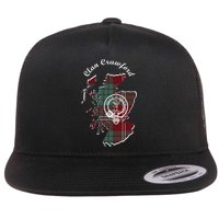 Clan Crawford Surname Last Name Scottish Tartan Crest Map Flat Bill Trucker Hat
