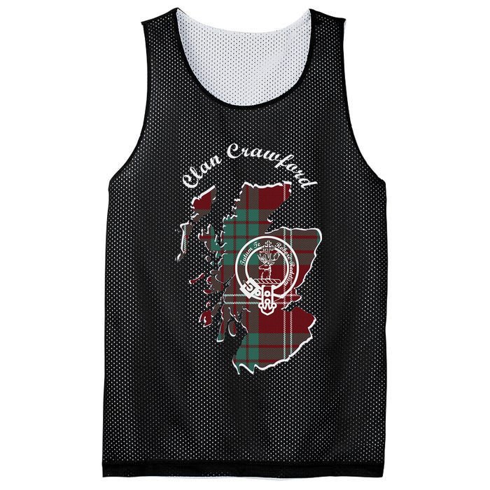 Clan Crawford Surname Last Name Scottish Tartan Crest Map Mesh Reversible Basketball Jersey Tank