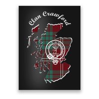 Clan Crawford Surname Last Name Scottish Tartan Crest Map Poster