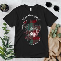 Clan Crawford Surname Last Name Scottish Tartan Crest Map Premium T-Shirt
