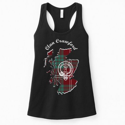 Clan Crawford Surname Last Name Scottish Tartan Crest Map Womens Tank Top