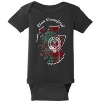 Clan Crawford Surname Last Name Scottish Tartan Crest Map Baby Bodysuit