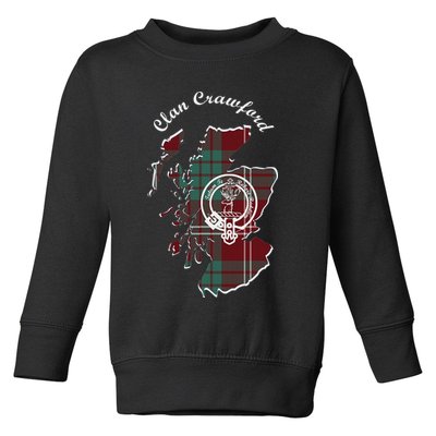 Clan Crawford Surname Last Name Scottish Tartan Crest Map Toddler Sweatshirt