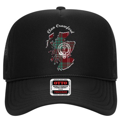 Clan Crawford Surname Last Name Scottish Tartan Crest Map Hat