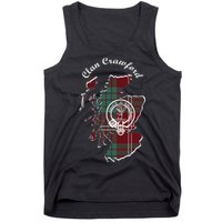 Clan Crawford Surname Last Name Scottish Tartan Crest Map Tank Top