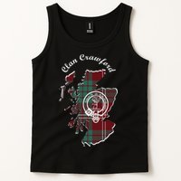 Clan Crawford Surname Last Name Scottish Tartan Crest Map Tank Top