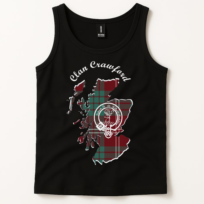 Clan Crawford Surname Last Name Scottish Tartan Crest Map Tank Top