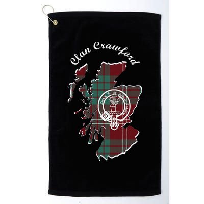 Clan Crawford Surname Last Name Scottish Tartan Crest Map Golf Towel