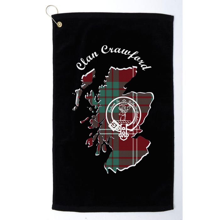 Clan Crawford Surname Last Name Scottish Tartan Crest Map Golf Towel