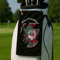 Clan Crawford Surname Last Name Scottish Tartan Crest Map Golf Towel