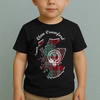 Clan Crawford Surname Last Name Scottish Tartan Crest Map Toddler T-Shirt