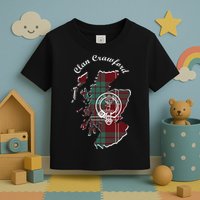 Clan Crawford Surname Last Name Scottish Tartan Crest Map Toddler T-Shirt
