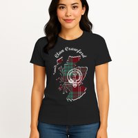 Clan Crawford Surname Last Name Scottish Tartan Crest Map Womens T-Shirt