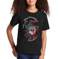 Clan Crawford Surname Last Name Scottish Tartan Crest Map Kids T-Shirt