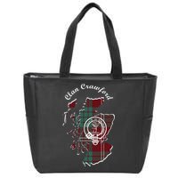 Clan Crawford Surname Last Name Scottish Tartan Crest Map Zip Tote Bag