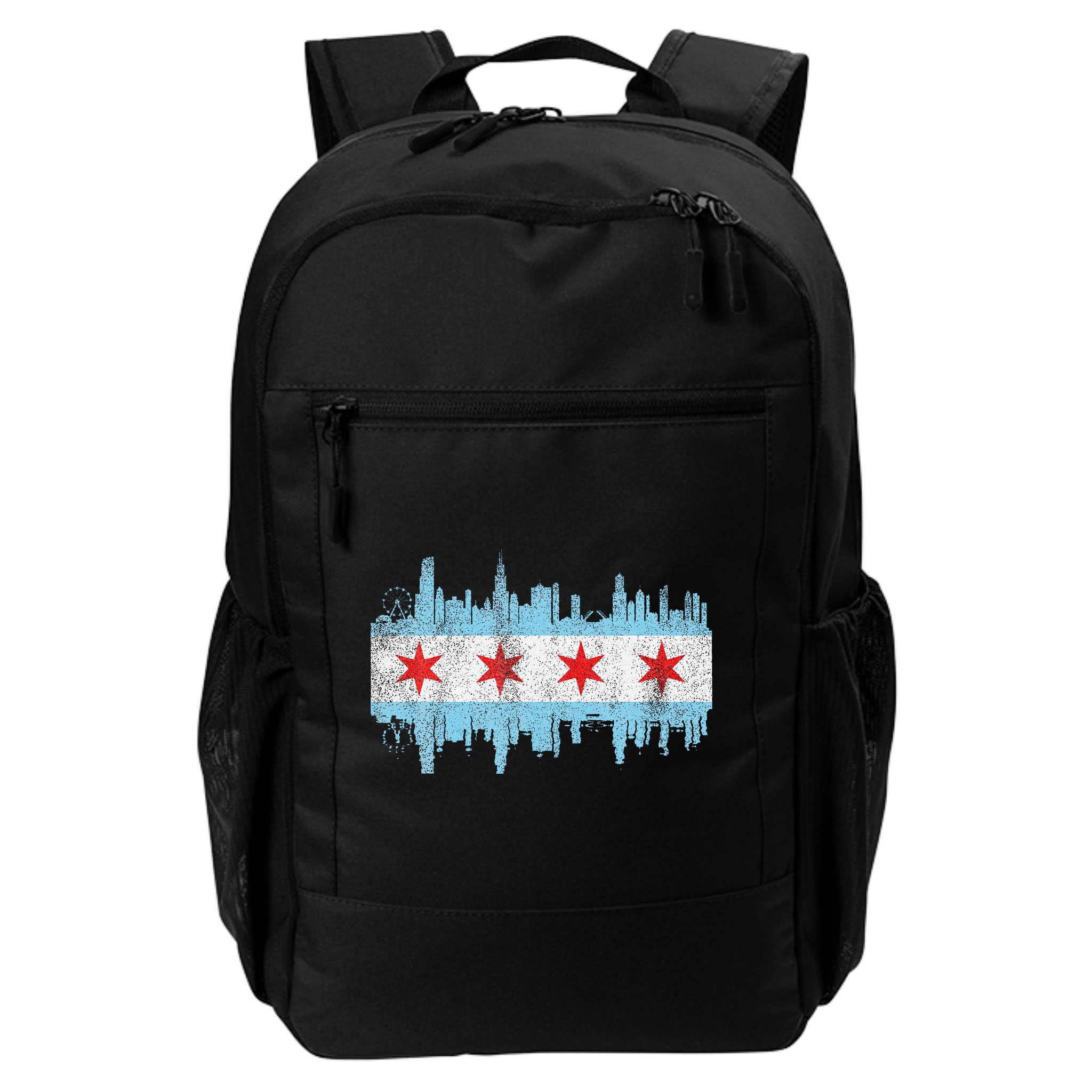Chicago City Skyline Flag Vintage Chicago City Backpack