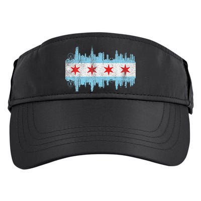 Chicago City Skyline Flag Vintage Chicago City Adult Drive Performance Visor