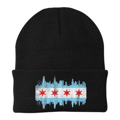 Chicago City Skyline Flag Vintage Chicago City Beanie