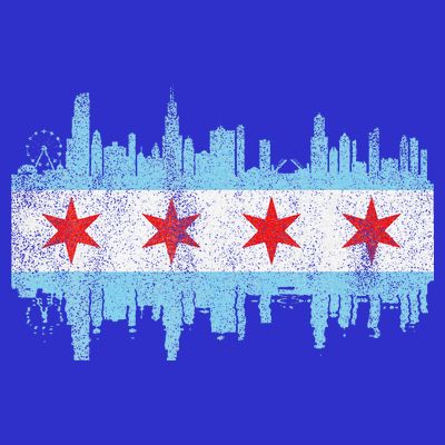 Chicago City Skyline Flag Vintage Chicago City T-Shirt