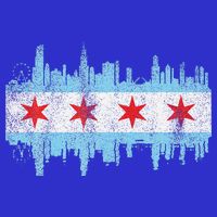 Chicago City Skyline Flag Vintage Chicago City Tall T-Shirt