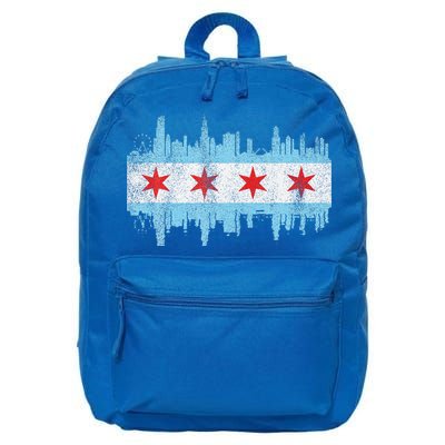 Chicago City Skyline Flag Vintage Chicago City 16 in Basic Backpack