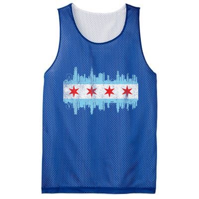 Chicago City Skyline Flag Vintage Chicago City Mesh Reversible Basketball Jersey Tank