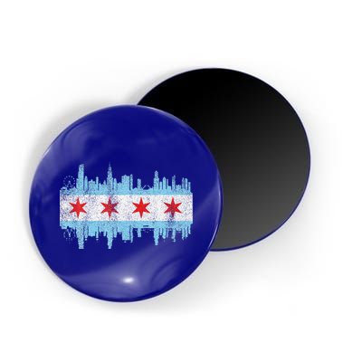 Chicago City Skyline Flag Vintage Chicago City Magnet