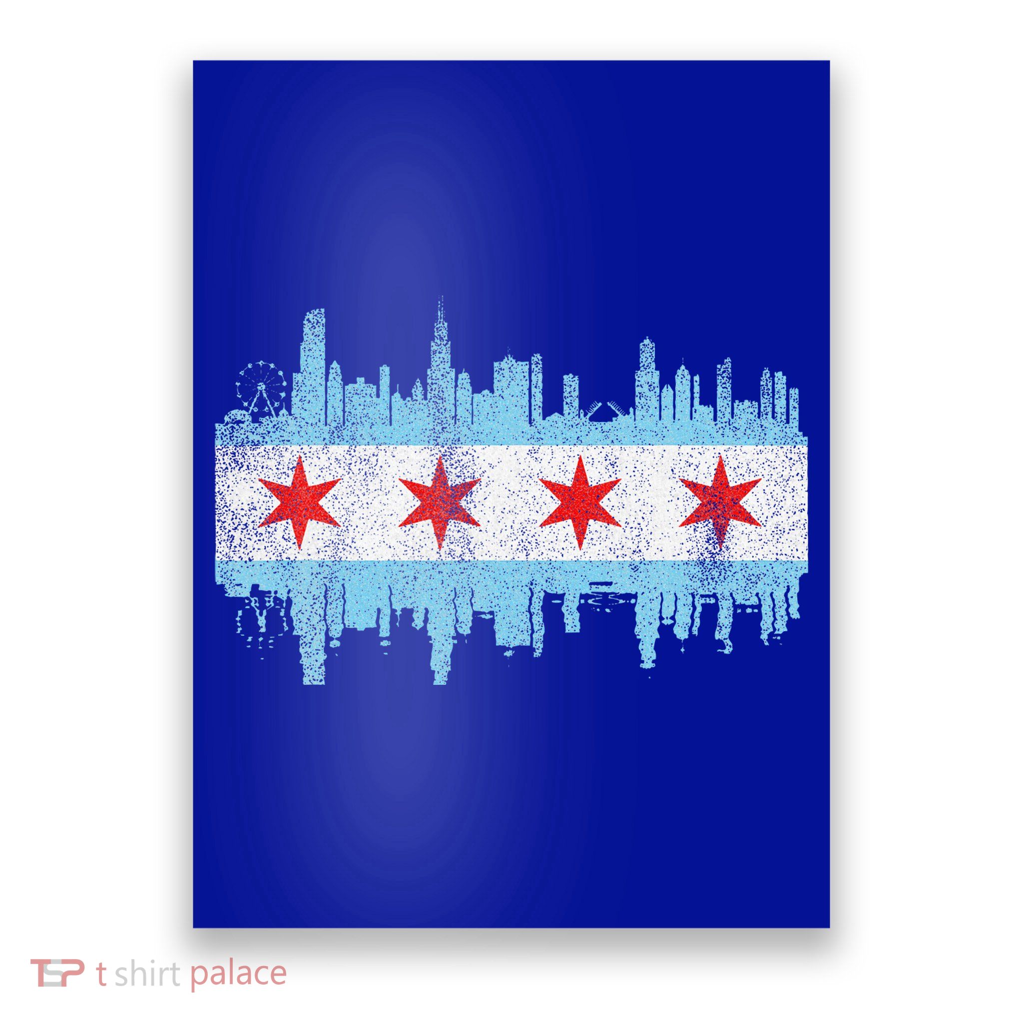 Chicago City Skyline Flag Vintage Chicago City Poster