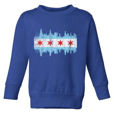 Chicago City Skyline Flag Vintage Chicago City Toddler Sweatshirt