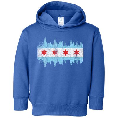 Chicago City Skyline Flag Vintage Chicago City Toddler Hoodie
