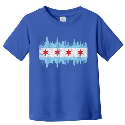 Chicago City Skyline Flag Vintage Chicago City Toddler T-Shirt
