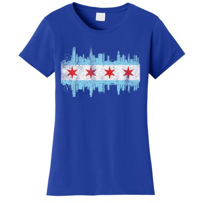 Chicago City Skyline Flag Vintage Chicago City Women's T-Shirt