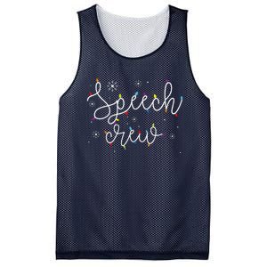 Cute Christmas Speech Crew Teacher Xmas Light Festive SLP Mesh Reversible Basketball Jersey Tank