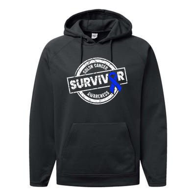 Colon Cancer Survivor Colon Cancer Awareness Month Performance Fleece Hoodie