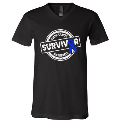 Colon Cancer Survivor Colon Cancer Awareness Month V-Neck T-Shirt