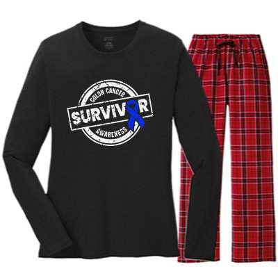 Colon Cancer Survivor Colon Cancer Awareness Month Women's Long Sleeve Flannel Pajama Set 