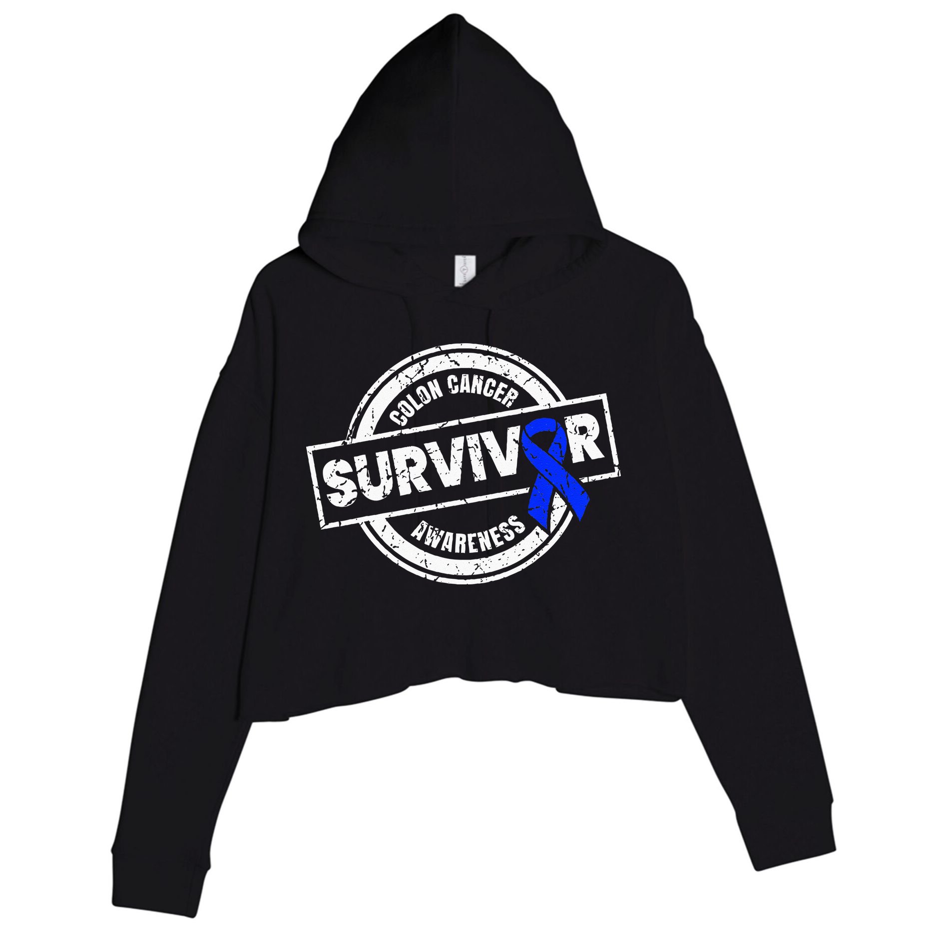Colon Cancer Survivor Colon Cancer Awareness Month Crop Fleece Hoodie