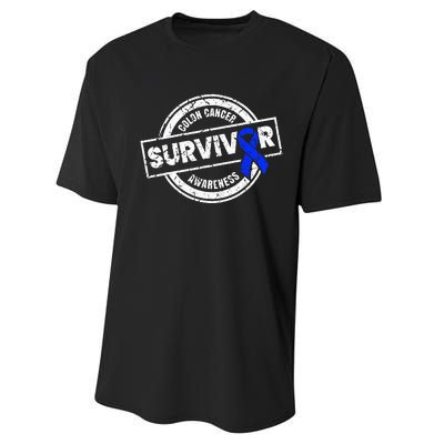 Colon Cancer Survivor Colon Cancer Awareness Month Performance Sprint T-Shirt