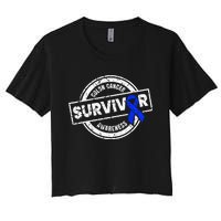 Colon Cancer Survivor Colon Cancer Awareness Month Women's Crop Top Tee