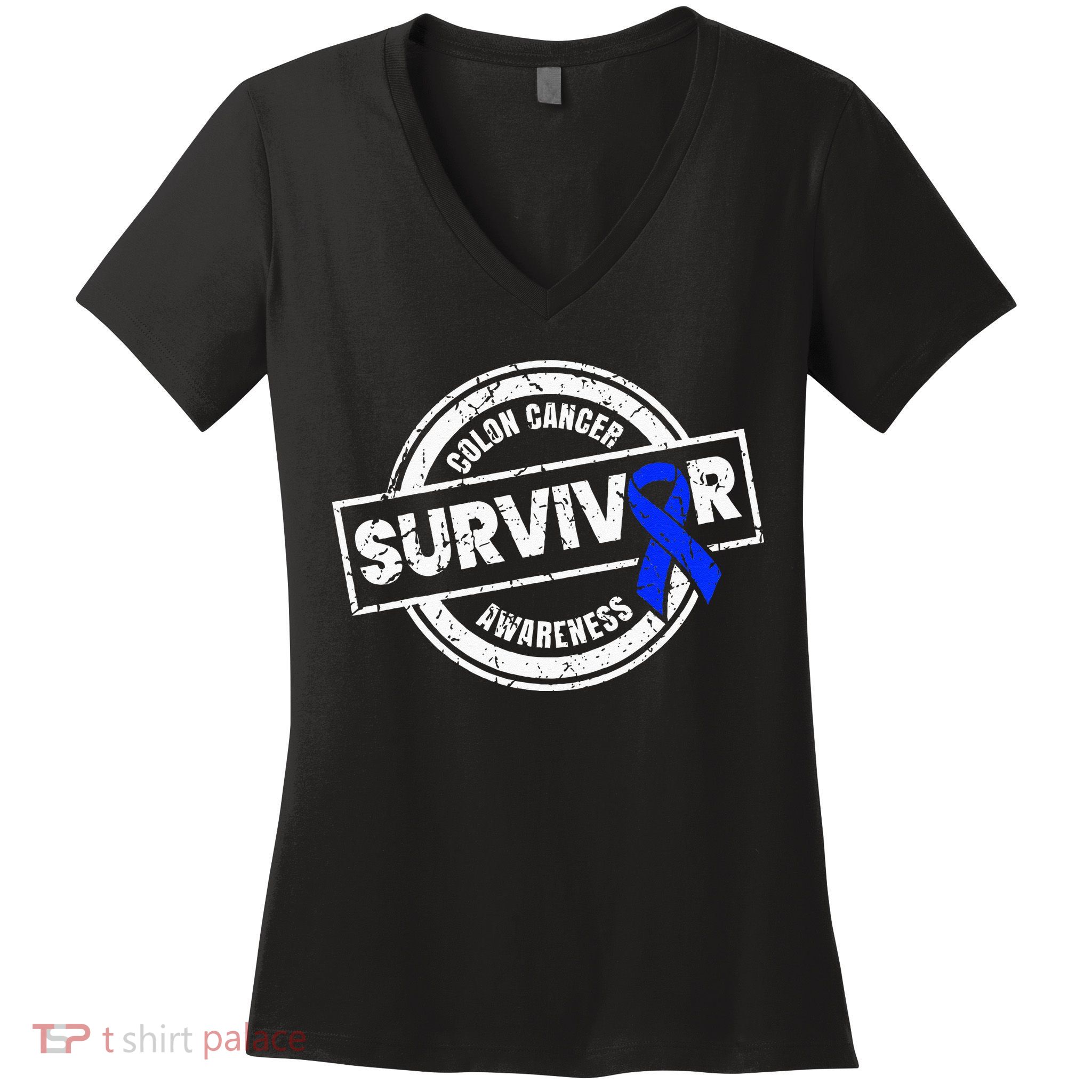 Colon Cancer Survivor Colon Cancer Awareness Month Women's V-Neck T-Shirt