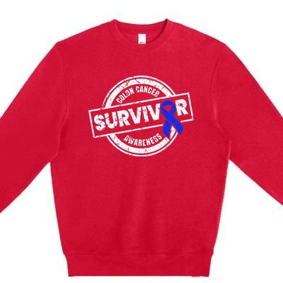 Colon Cancer Survivor Colon Cancer Awareness Month Premium Crewneck Sweatshirt