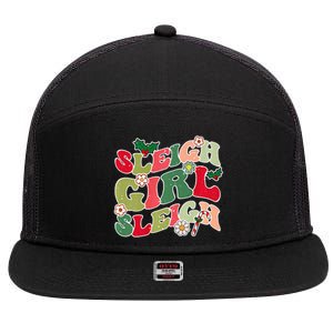 Cute Christmas Sleigh  Sleigh Retro Holiday Design 7 Panel Mesh Trucker Snapback Hat