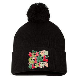 Cute Christmas Sleigh  Sleigh Retro Holiday Design Pom Pom 12in Knit Beanie