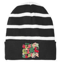 Cute Christmas Sleigh  Sleigh Retro Holiday Design Striped Beanie with Solid Band